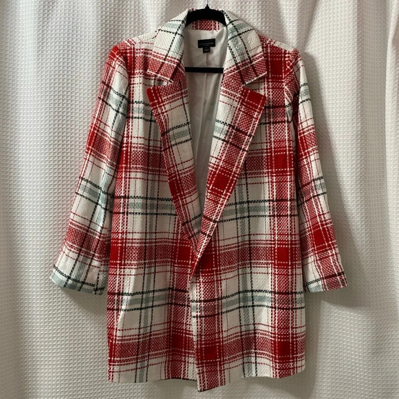 NWOT AT Factory Multi Plaid Long Blazer Jacket - Picture 1 of 6